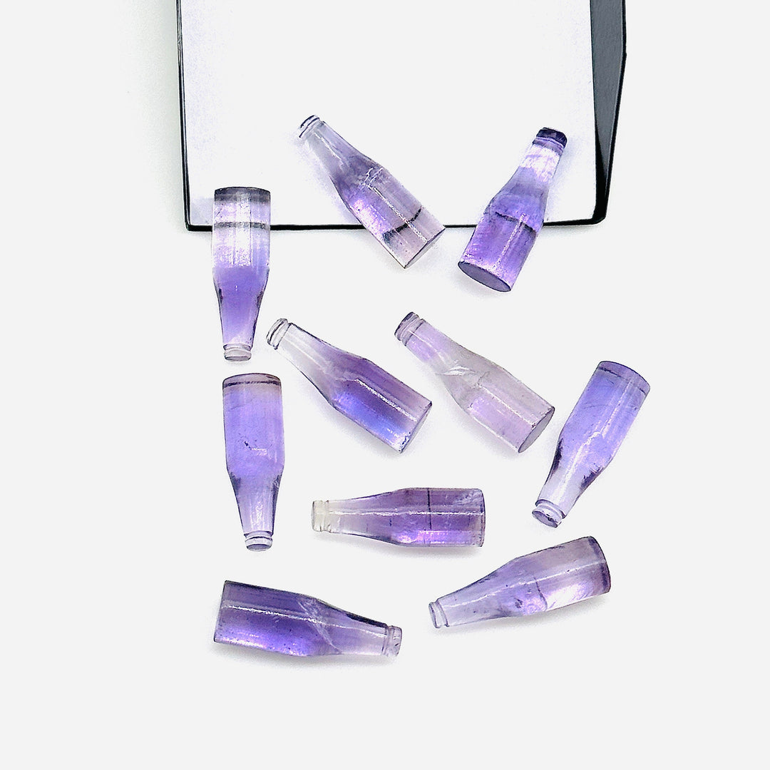 Miniature Natural Pink Amethyst Bottle Carving Beads, Bottle Shape Carved Gemstone, Jewelry Making Charms, 7X21 MM Pink Amethyst Tiny Bottle