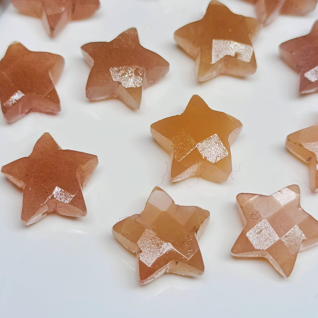 Natural Peach Moonstone Star Shape Briolettes, Faceted Carve Moonstone Star Beads, Loose Gemstone Beads, Star Shape Carving 10 MM