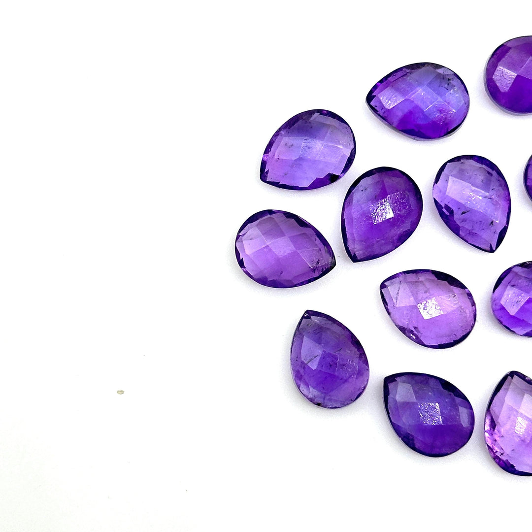 Natural Amethyst Faceted Pear Shape Beads, AAA+ Quality Teardrop Bead, 9X12 MM Briolette's Beads, Matched Pairs, Jewelry Making Beads