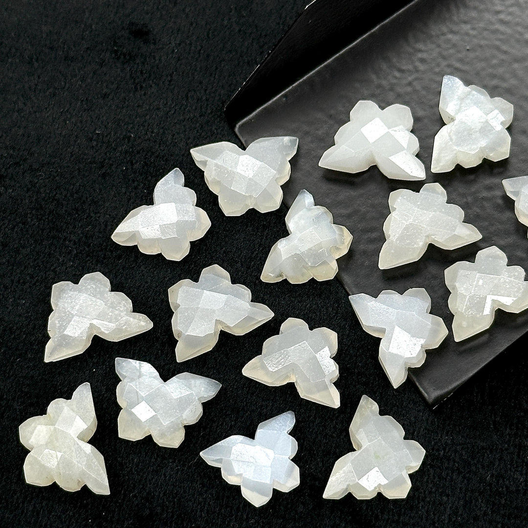 Natural White Moonstone Butterfly Shape Carving Beads, Faceted Butterfly Gemstone, Animal Carving Beads For Jewelry, Charm Beads 14x10MM