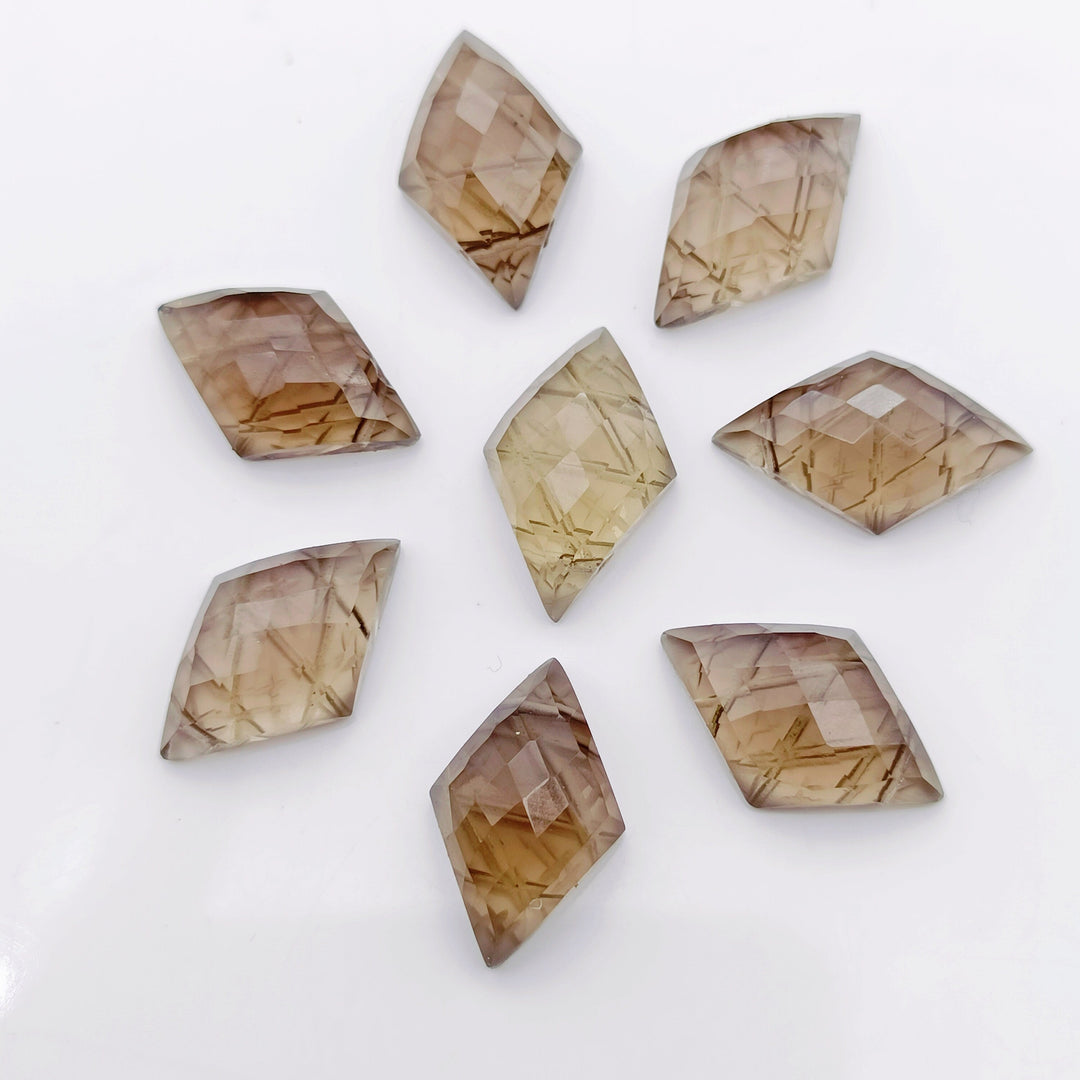 2,3,4,5,6 Pcs Natural smokey quartz fancy Shape Carving, Hand Carved Gemstone, backside intersection Gemstone, Carved Gemstone, 16X10 mm