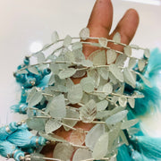 10 pcs Natural Aquamarine Leaf Shape Carved Gemstone Beads, Leaf Shape Carved Gemstone, Gemstone Beads For Jewellery 10pcs beads strand