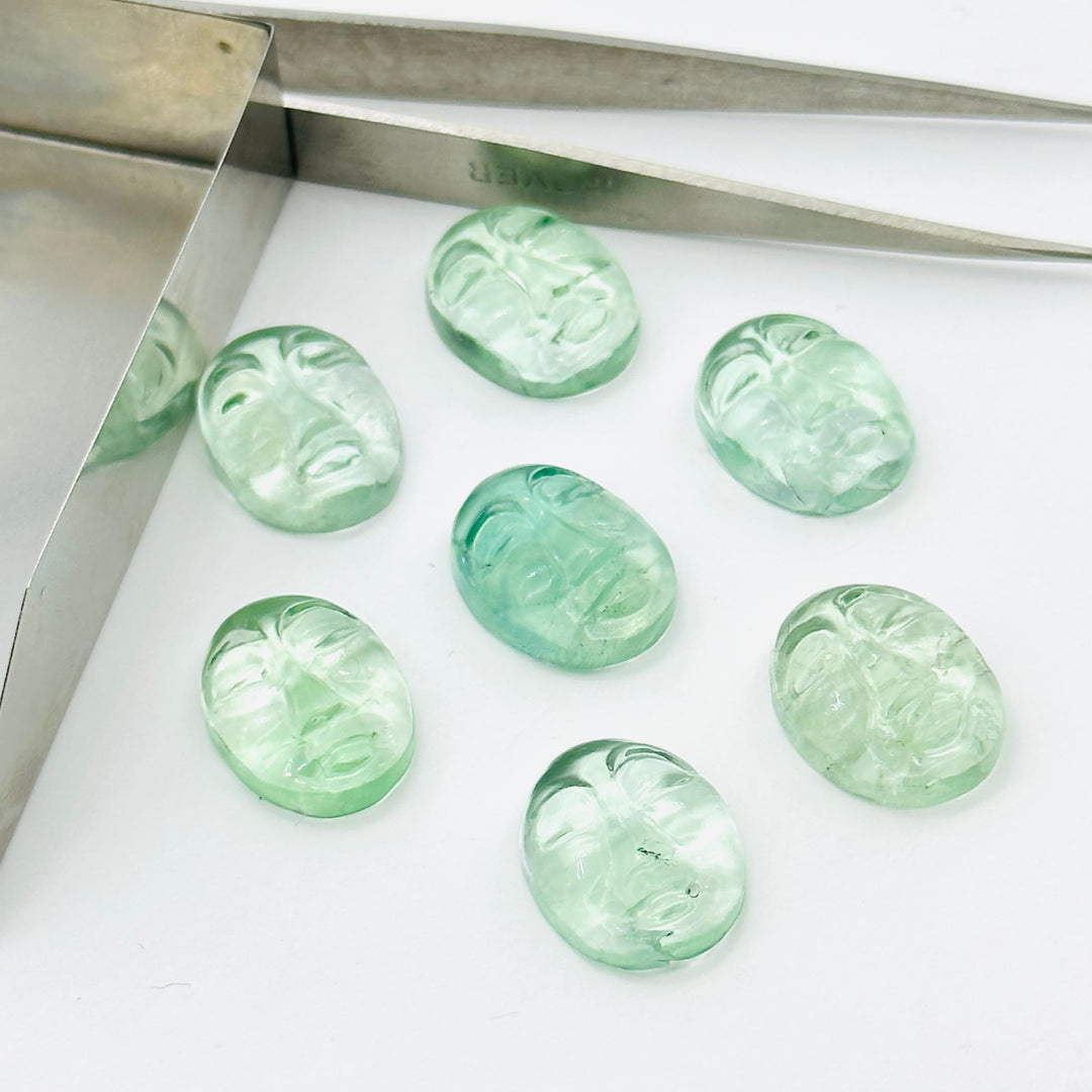 1,2,3,4,5Pcs Natural fluoride oval face Shape Carving,Hand carved fancy face shape Gemstone, fluoride carved Gemstone jewelry Making,18X14mm