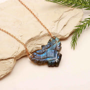 Blue Flashy Labradorite Eagle Necklace, Natural Labradorite Hand Carved Eagle Necklace for Gift, 30 MM Carved Bird Jewelry, Gift for Women's