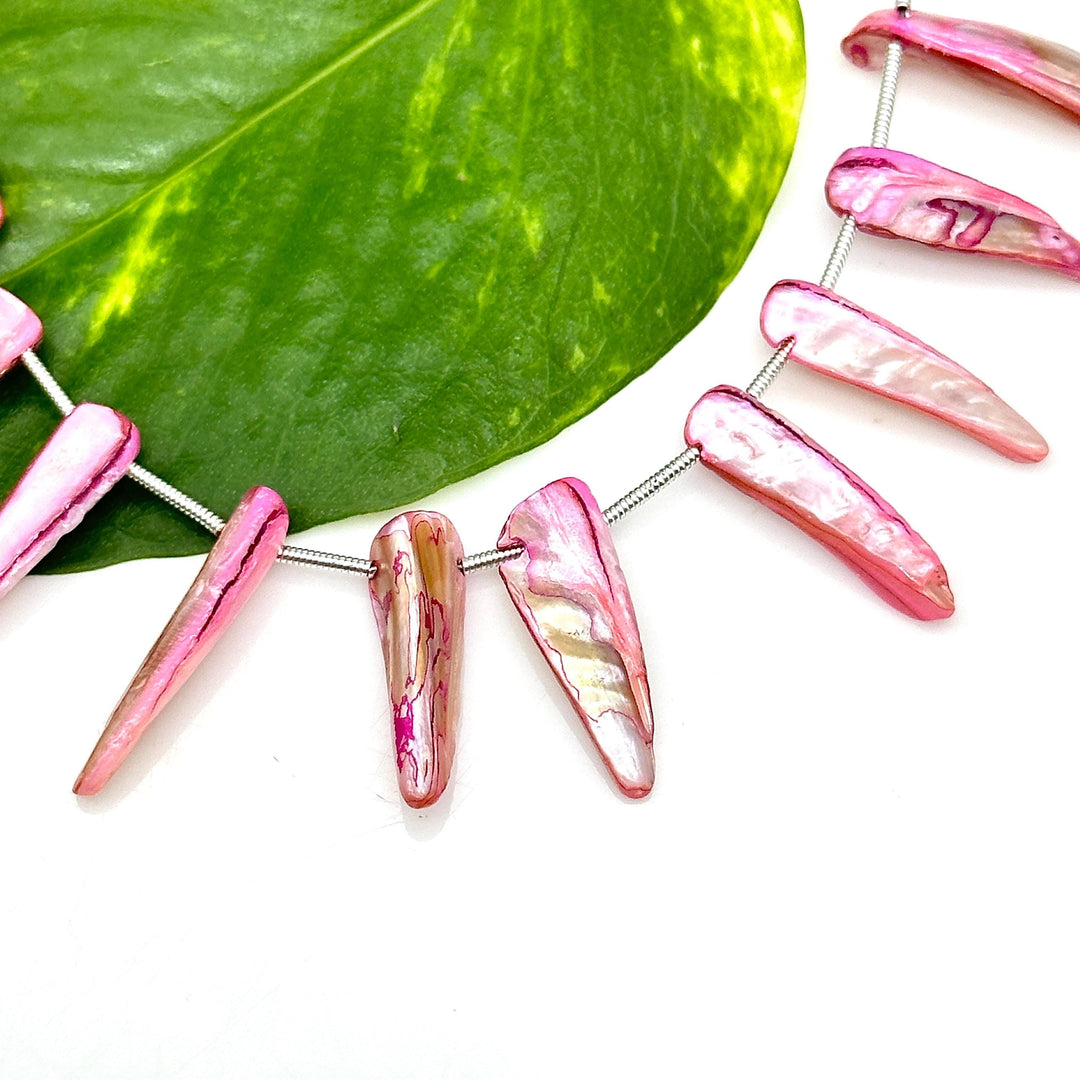 Beautiful Long Pink Sea Pearl Beads, Coated Teeth Shape Pearl Gemstone, 26 MM Fancy Jewelry Making Wholesale Beads, Sea Pearl for Diy Craft