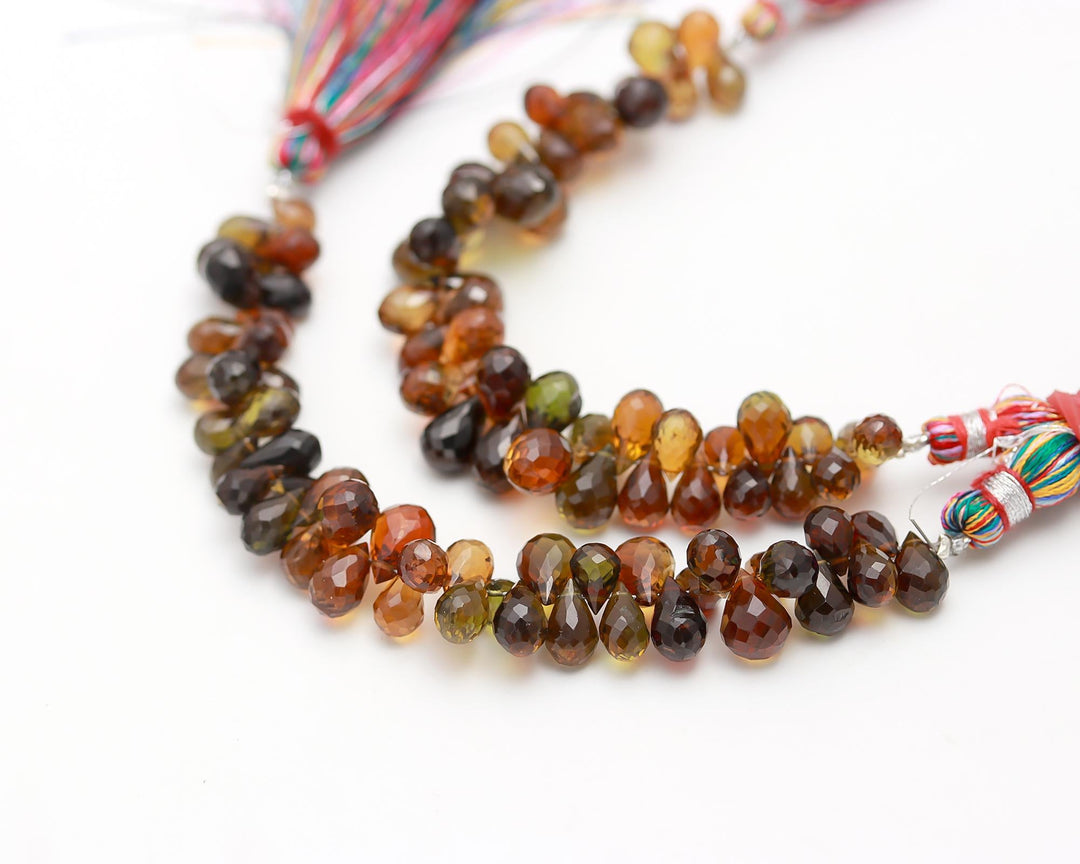Natural Petro Tourmaline Drop Shape Beads, AAA Tourmaline Faceted Drop Shape Briolette's, Wholesale Earrings Making Beads 9-10 MM, 4" strand