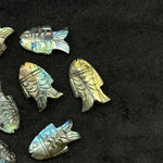 Load image into Gallery viewer, AAA+ Quality Flashy Labradorite Fish Carving Gemstone, Hand Carved Fish Shape Gemstone, 17X26 MM Fish Charm For Jewelry, Both Side Carved