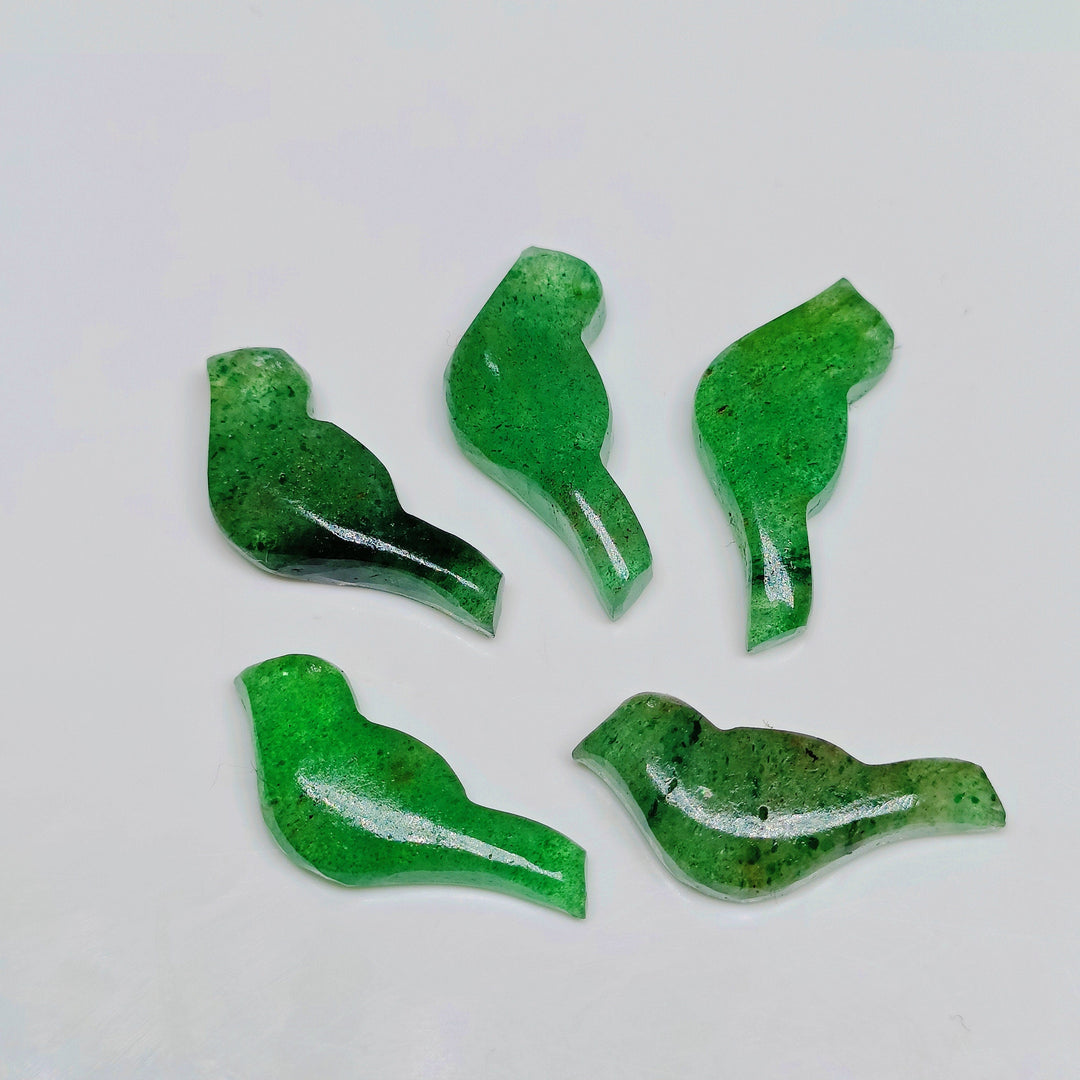 2,3,4,5 Pcs Natural Green Strawberry Hand Carved Bird Shape, Carved Bird Shape Gemstone For Jewellery, Bird Shape Gemstone, 20X8 mm