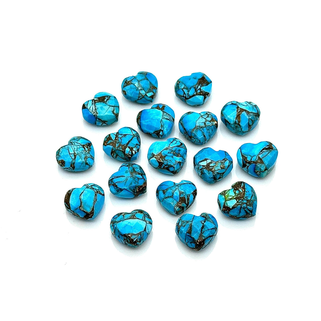 Tiny Copper Turquoise Heart Shape Beads, AAA Turquoise Faceted Heart Shape Briolette's, AAA Hand Carved Heart Charm, 8 MM, Heart Craft Beads