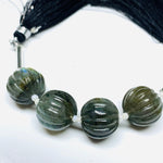 Load image into Gallery viewer, 1,2,3,4,5 pcs 100% Natural Labradorite Carved Melon Shape Beads Strand, Melon Shape Gemstone, Gemstone For Jewellery, 12 mm