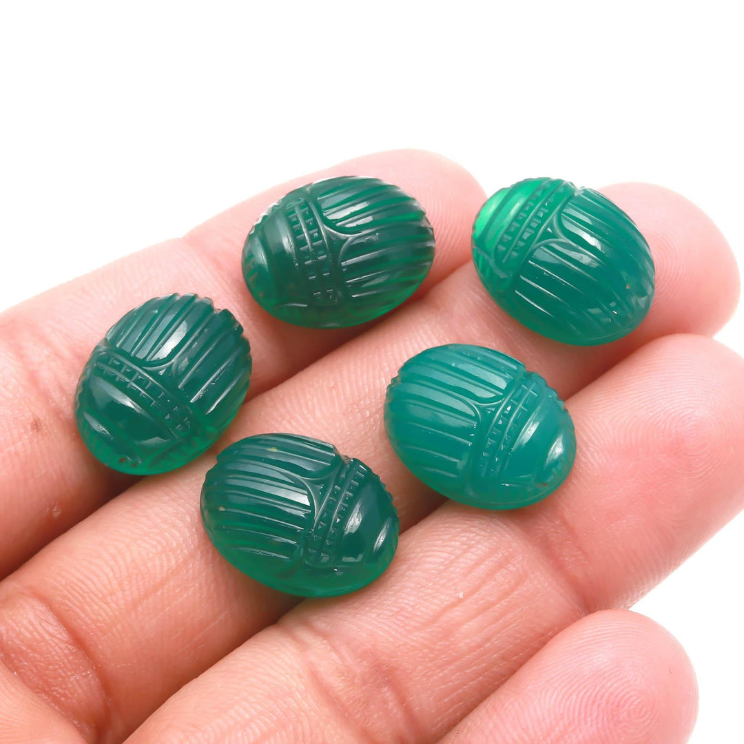 AAA Green Onyx Scarab Carved Gemstone, Natural Green Onyx Scarab Carving Beads, Insect Beads, 16X12 MM, Home Decor Crystals, Reiki Healing