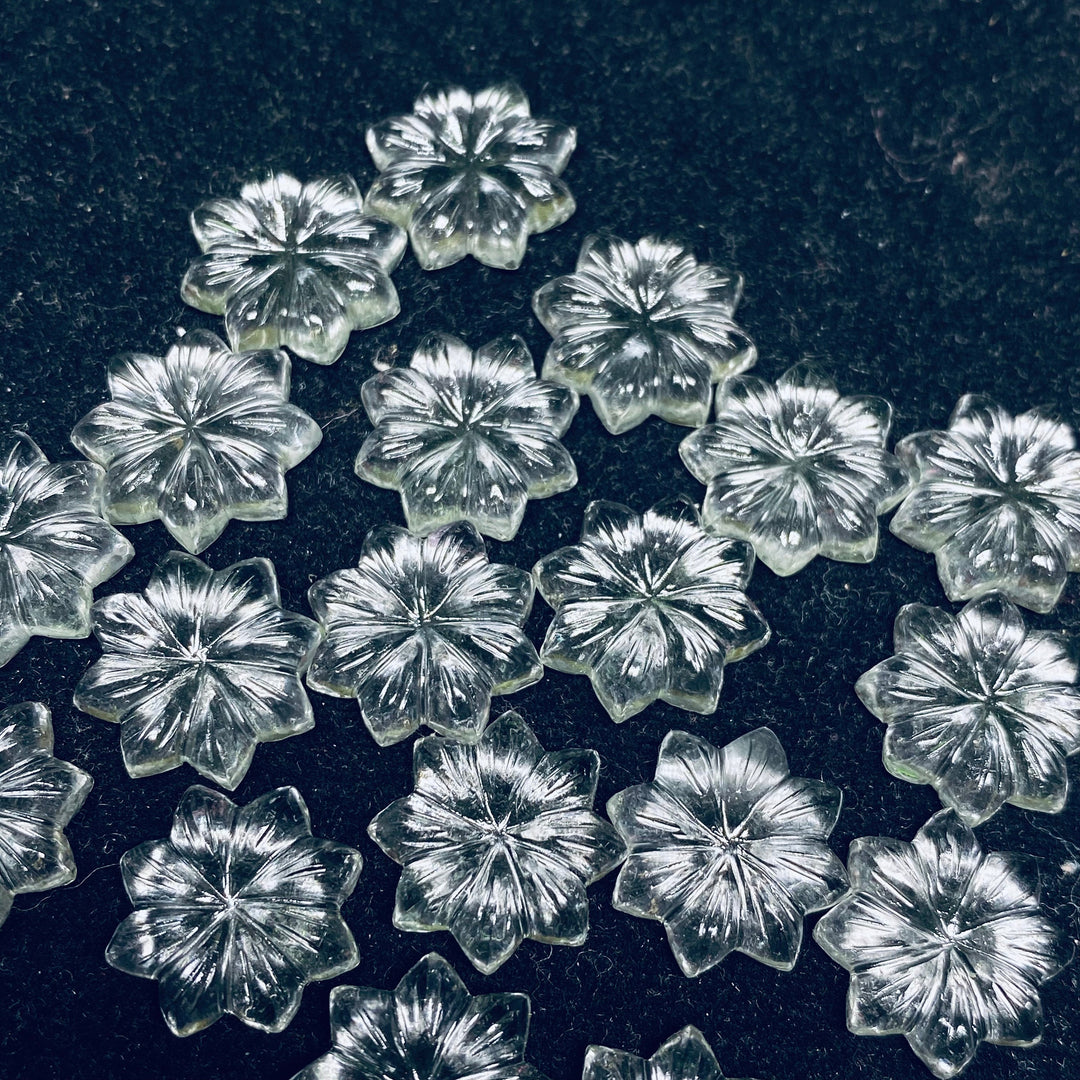 1,2,3,4,5 pcs 100% Natural Crystal Quartz  Flower Shape Carved Gemstone, Flower Shape Carving, Carved Gemstone For Jewellery  16 mm