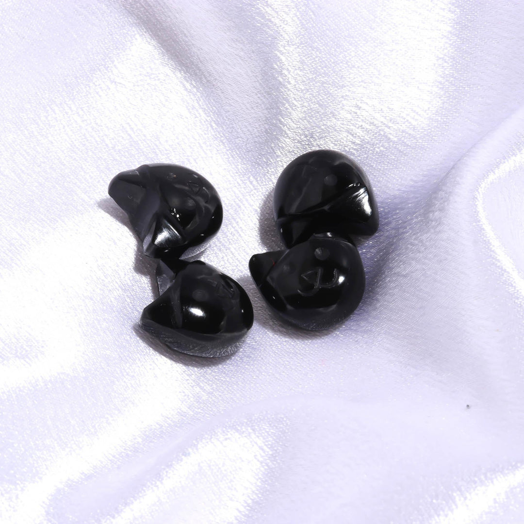 Black Onyx Cat Face Carving, Cat Shape Carved Gemstone Briolette's, Handmade Cat Head Beads, 15 MM, Black Evil Cat Protection