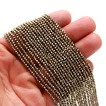 Load image into Gallery viewer, Natural Pyrite Micro Faceted Beads, Sparkling Pyrite Round Beads, AAA Pyrite Gemstone Beads for Jewelry Making, Wholesale Loose Beads, 2 MM