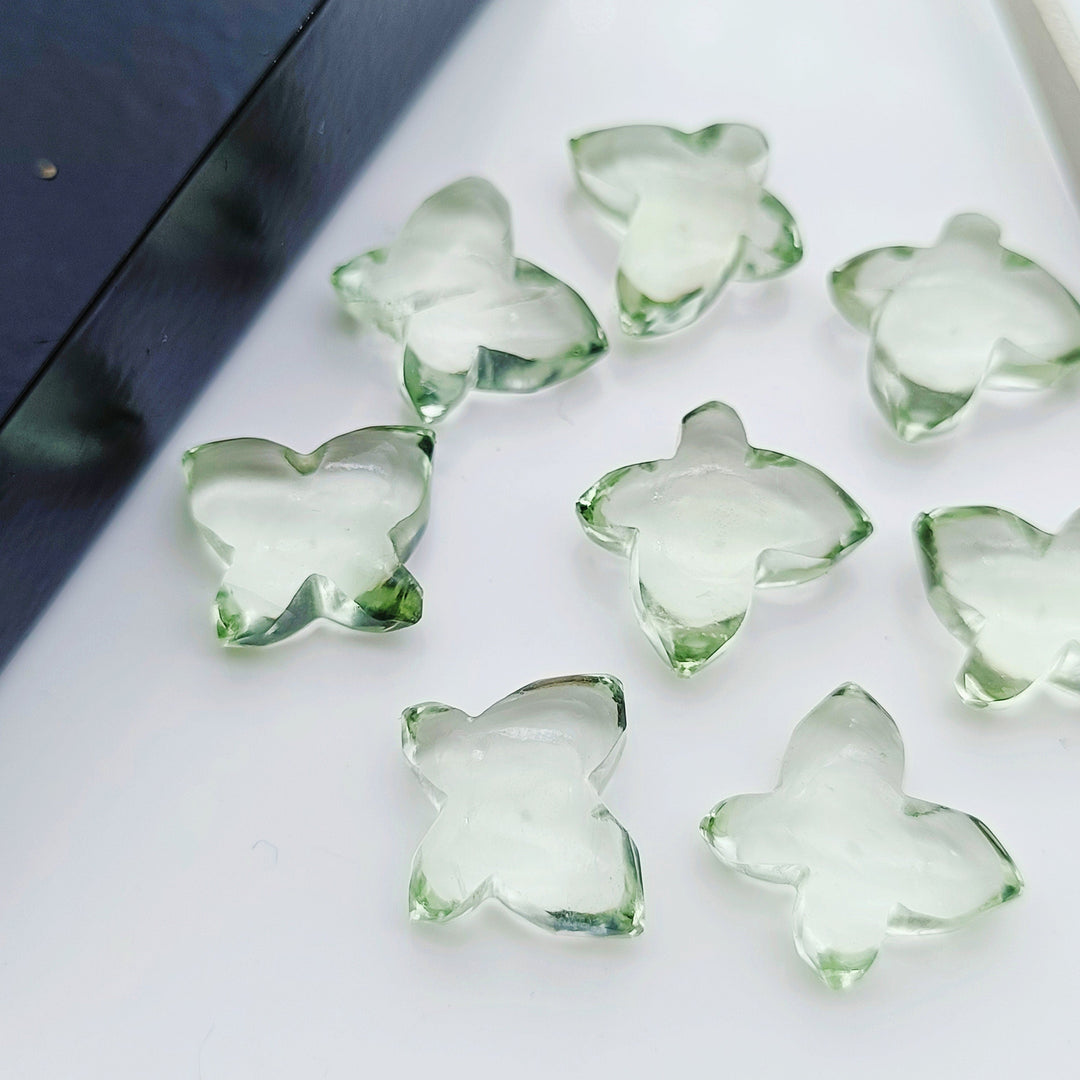 Natural Green Amethyst Butterfly Shape Carving Gemstone Beads, Hand Carved Butterfly Beads, Smooth Butterfly Jewelry Charms 13X9-14X10 MM