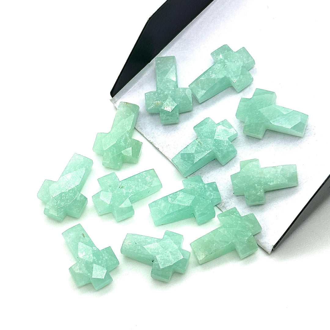 Natural Amazonite Cross Shape Briolettes, AAA Amazonite Gemstone Beads, Holy Cross Charm for Jewelry, 15 MM Jesus Lord Spiritual Beads