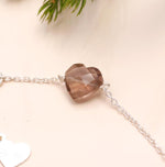 Load image into Gallery viewer, Natural Smokey Quartz Heart Shape Beads Bracelet, Brown Quartz Heart Beads Bracelet, Girl's Gift Chain Bracelet, 925 Silver Gift for Her