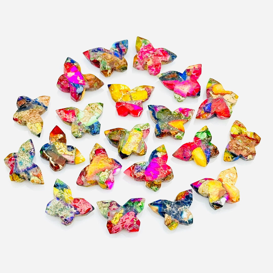 Multi Colorful Mohave Turquoise Butterfly Beads, Faceted Butterfly Gemstone, Rainbow Color Oyster Turquoise Carving Loose Beads 14x10 MM