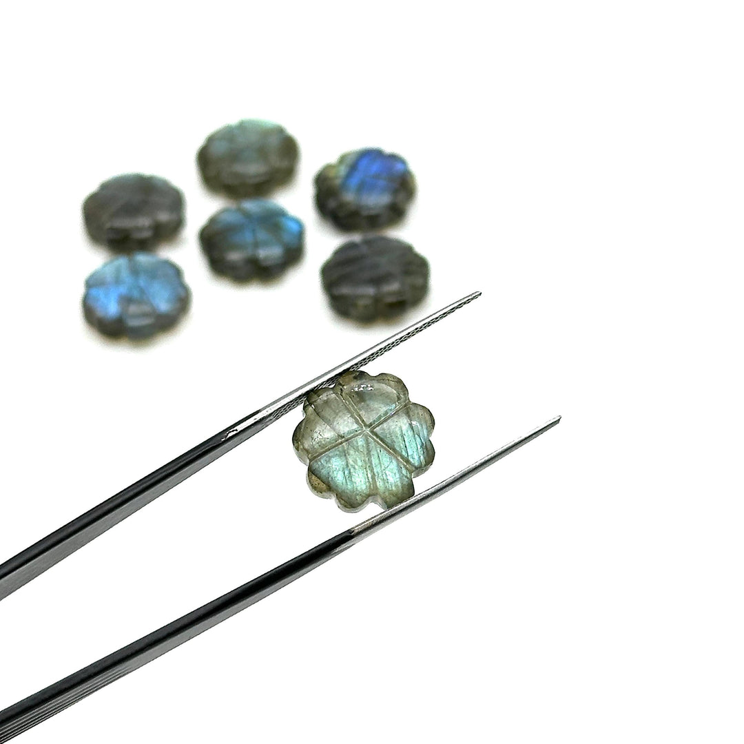 Carved Labradorite Flower Shape Beads, Natural Labradorite Flower Carving Stone, Wholesale Jewelry & Craft Charms, 14 MM Healing Labradorite