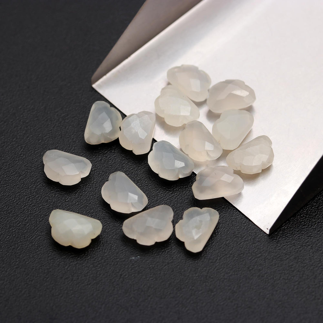 Natural White Moonstone Clouds Shape Beads, AAA Moonstone Faceted Cloud Shape Beads, Carved Cloud Charms, 12 MM, Loose Carved Briolettes