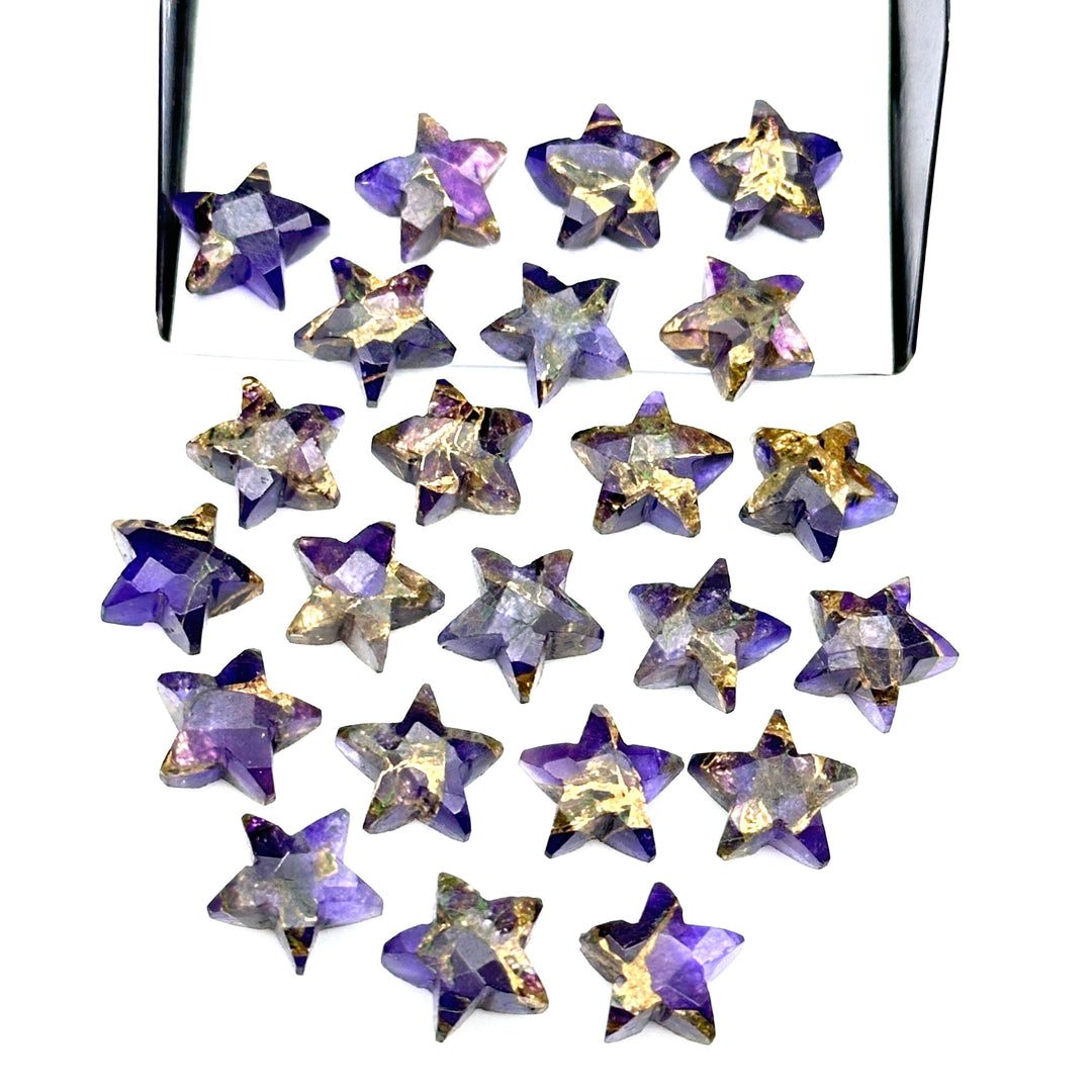Rare Copper Amethyst Star Shape Beads, Purple Amethyst Faceted Star Beads, Gemstone Carvings Star Shape Briolette's, Star Charms 10 MM