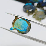 Load image into Gallery viewer, Natural Flashy Labradorite Cat Face Carving, Craft Making Kitty Shape Charms Beads, Faceted Handmade Carved stone Jewelry Making Beads12x10