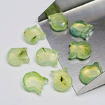 Load image into Gallery viewer, Natural Prehnite Cat Face Carving, Hand Carved Kitty Shape Charms Beads, Faceted Prehnite Handmade Carved Stone, Jewelry Making Beads 12x10