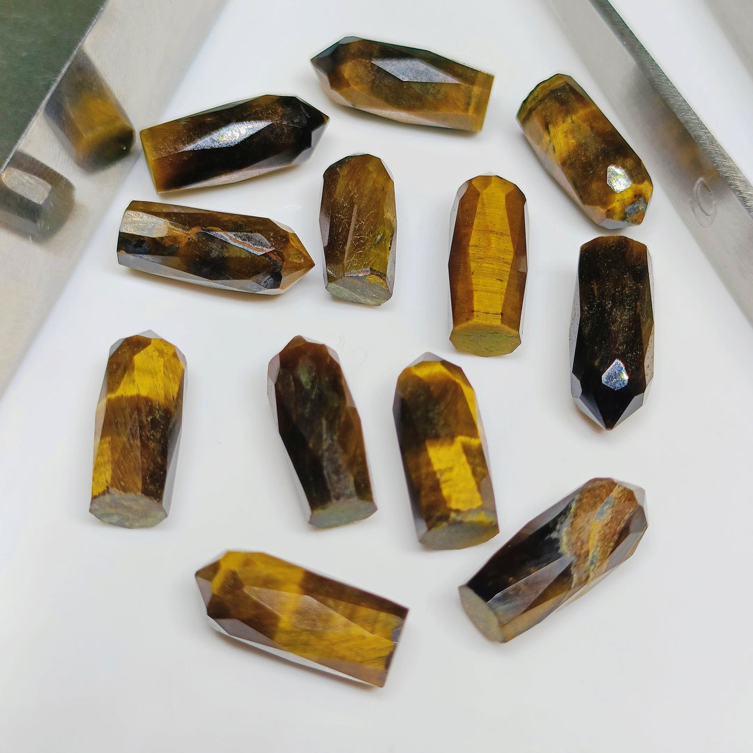 2,3,4,5 pcs Natural Tiger Eye Faceted Pencil Shape Loose Gemstone, Tiger Eye Loose Gemstone, Gemstone For Jewellery 13.5X5.5 mm
