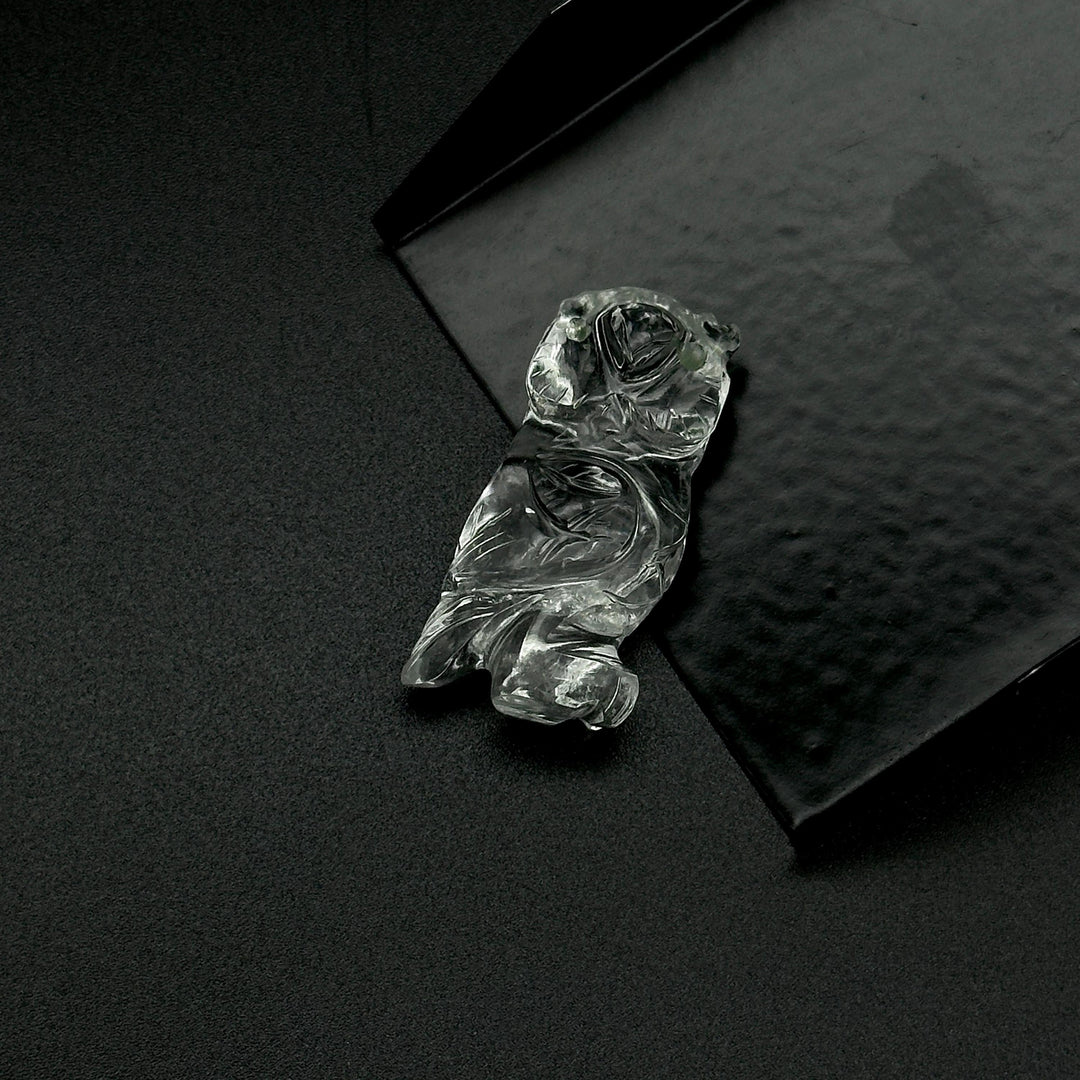 Natural Crystal Quartz Owl Shape Gemstones, Hand Carved Owl Shape Gemstone, Crystal Owl Shape Charms, 29 MM Bird Charm Carvings