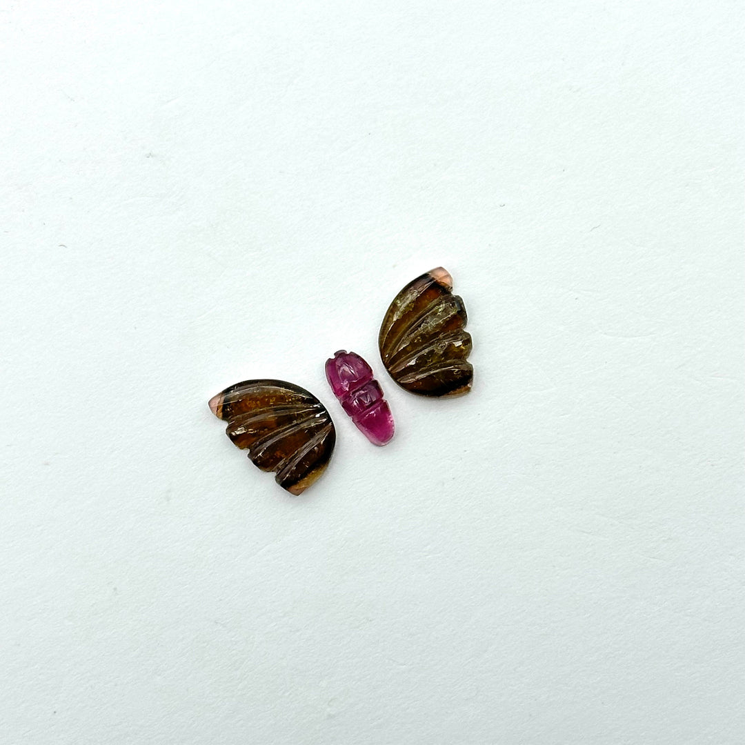 natural tourmaline  Butterfly Shape Carving, Hand carved tourmaline Butterfly loose carving, carved butterfly For jewelry Making,21x11mm
