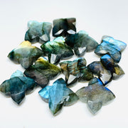 Natural Labradorite Flower Gemstone: Hand Carved Jewelry Stone (12mm)