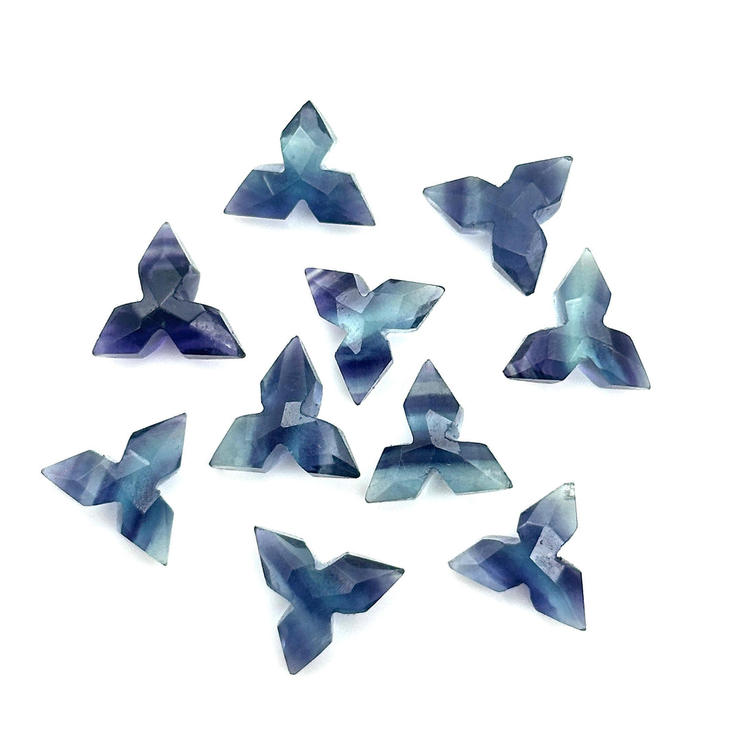 Natural Multi Fluorite Ninja Star Shape Gemstone, Fluorite Hand Carved Star Shape Beads for Jewelry Making, Faceted Briolette's, 12 MM