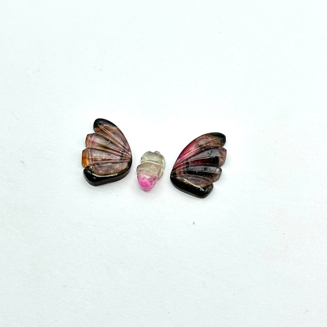 natural tourmaline Butterfly Shape Carving, Hand carved tourmaline Butterfly loose carving, carved butterfly  jewelry Making 22x11mm.