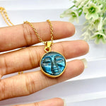 Load image into Gallery viewer, Flashy Carved Labradorite Face Pendant, AAA Natural Labradorite Chakra Necklace For Her, 18 mm Face Charm, Birthday Gift For Women's