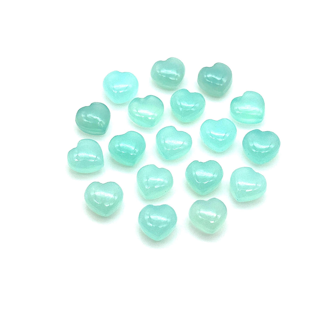 AAA Aqua Chalcedony Heart Shape Briolette's, Aqua Chalcedony Smooth Heart Shape Beads, Loose Gemstones, 8 MM Heart Charms for Jewelry