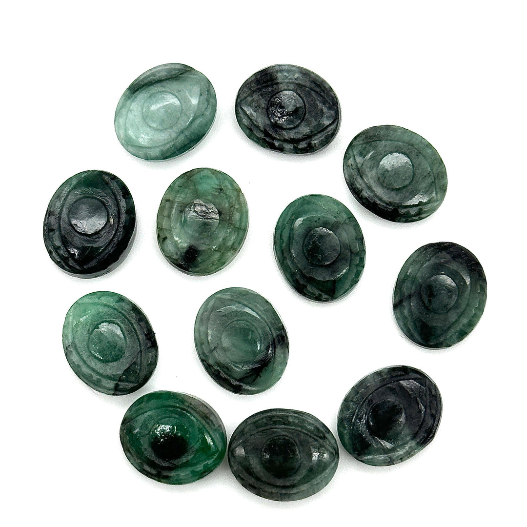 Natural Emerald Evil Eye Shape Briolettes, AAA Emerald Eye Shape Carved Beads, Evil Eye Protection Gemstone Beads, 12 MM, Green Eye Charms