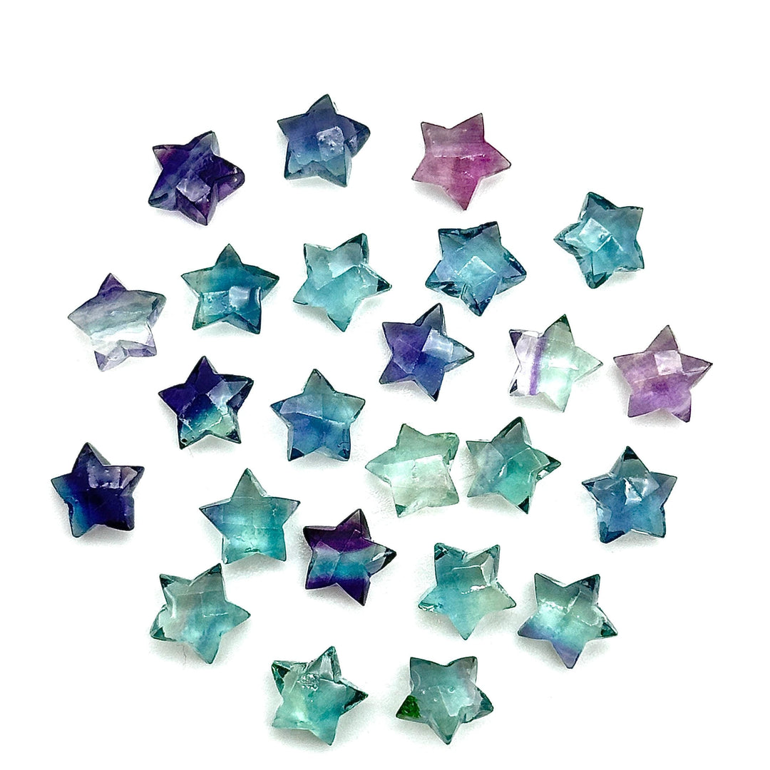 Mini AAA Multi Fluorite Star Shape Briolette's, Fluorite Faceted Hand Carved Star Shape Beads, Star Shape Loose Charm Jewelry Beads, 8 MM