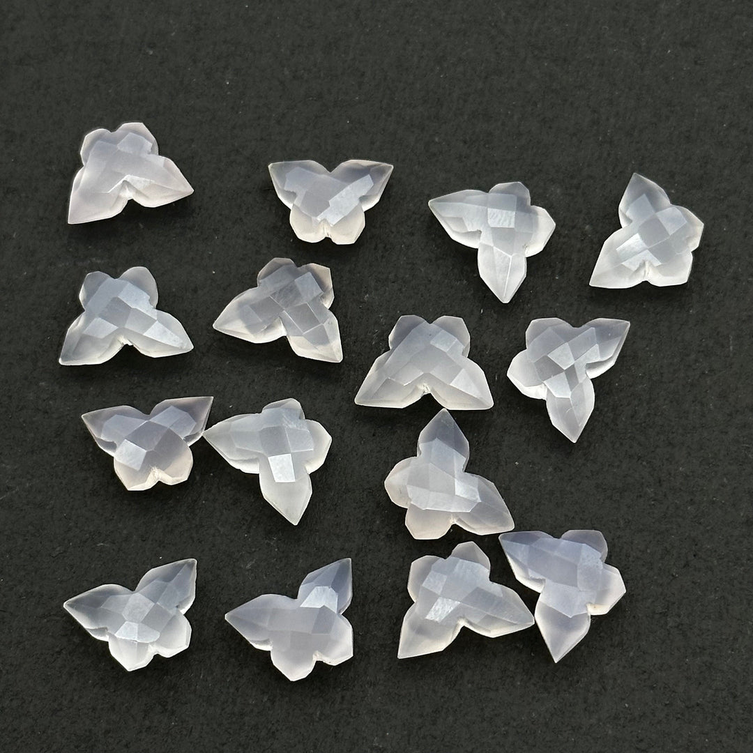 Natural Pink Chalcedony Hand Carved Butterfly , Pink Chalcedony Faceted Butterfly Briolette's, Chalcedony Loose Gemstone Charms Beads 14mm