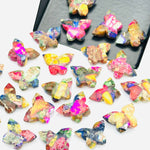 Load image into Gallery viewer, Multi Colorful Mohave Turquoise Butterfly Beads, Faceted Butterfly Gemstone, Rainbow Color Oyster Turquoise Carving Loose Beads 14x10 MM