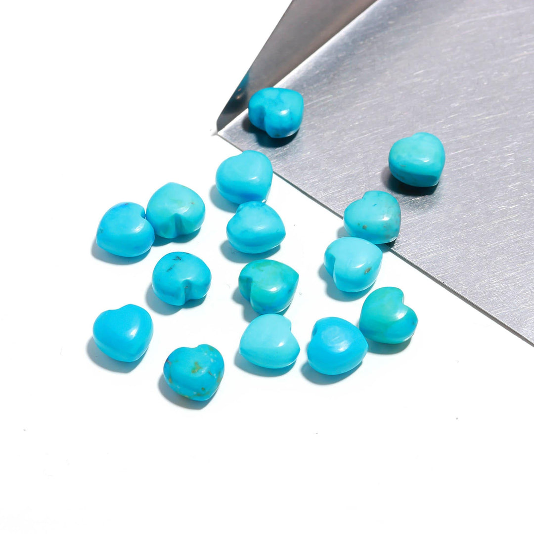 Smooth Turquoise Heart Shape Beads, Blue Turquoise Heart Shape Charms, Mini Plain Heart Briolette's for Jewelry Making, 8 MM Blue Charms