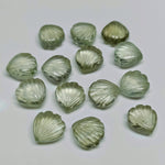 Load image into Gallery viewer, Natural Green Amethyst Shell Shape Briolette's Beads, Hand Carved Shell Charm Beads, 12 MM Shell Shape Carved Beads, Green Amethyst Shells