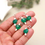 Load image into Gallery viewer, Natural Green Onyx Charms, Pearl Handmade Charm for Jewelry, Green Onyx Heart Silver Charms, Gemstone Beads, Craft Making, 10 MM Heart Charm