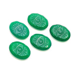 Load image into Gallery viewer, Natural Green Onyx Evil Eye Shape Gemstone, Onyx Evil Eye Hand Carved Stone Beads For Jewelry Making, 25 MM Carved Evil Stone