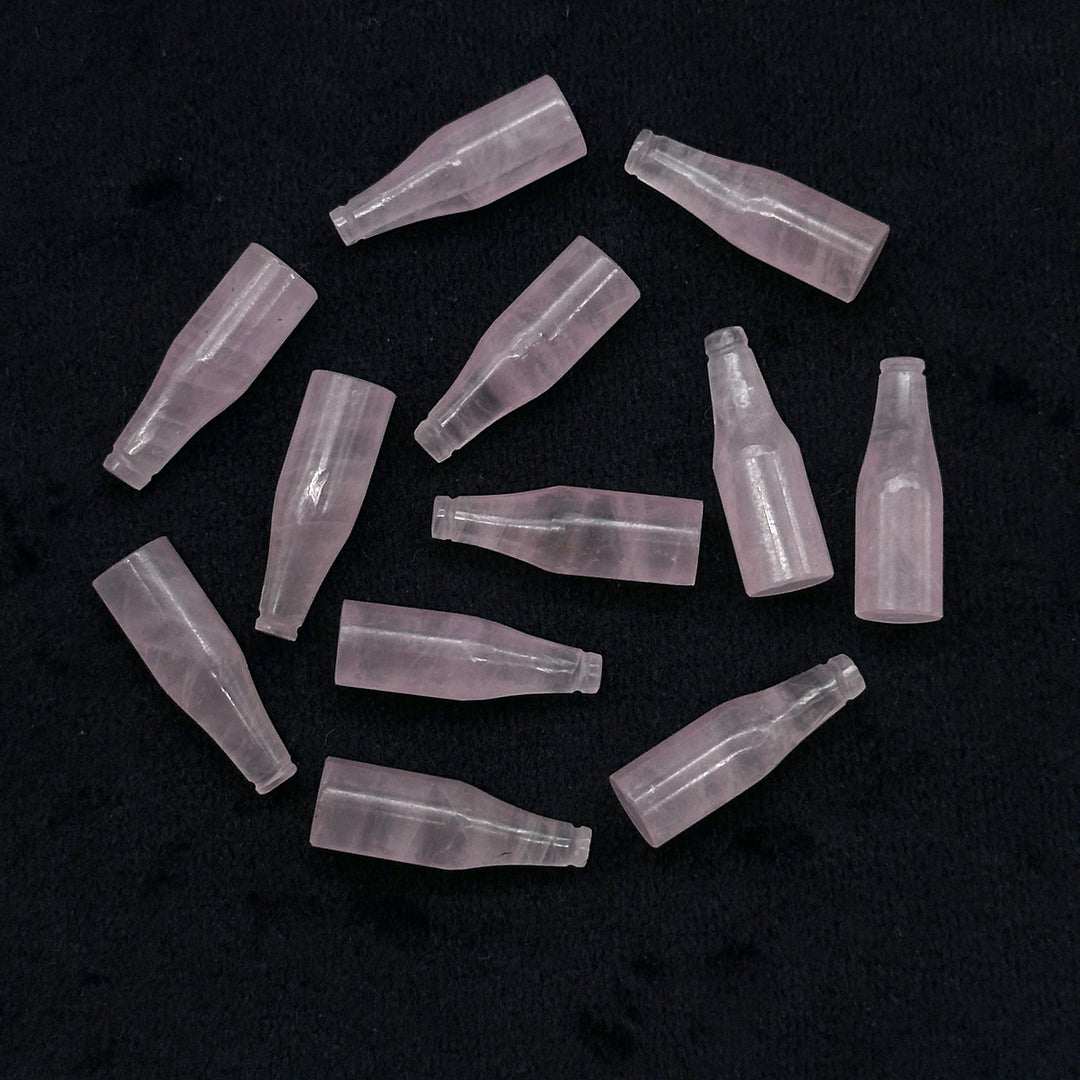 Tiny Natural Rose Quartz Bottle Carving, Bottle Shape Carved Gemstone, Jewelry Making Charms, 7X21 MM Chakra Healing Gemstone Beads