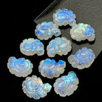 Load image into Gallery viewer, AAA+ Natural Rainbow Moonstone Carved Shell Beads, Hand Carved Snail Shell Shape Gemstone, 16 MM Flashy White Seashell Charms For Jewelry