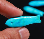 Load image into Gallery viewer, Blue Turquoise Handmade Fish Carving Beads, Blue Fish Shape Carved Gemstone, 10X35 MM, Blue Fish Charm For Jewelry, Crystal Fishes