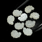 Load image into Gallery viewer, White Moonstone Carved Shell Beads: Snail Shape Gemstone Charm (16mm)