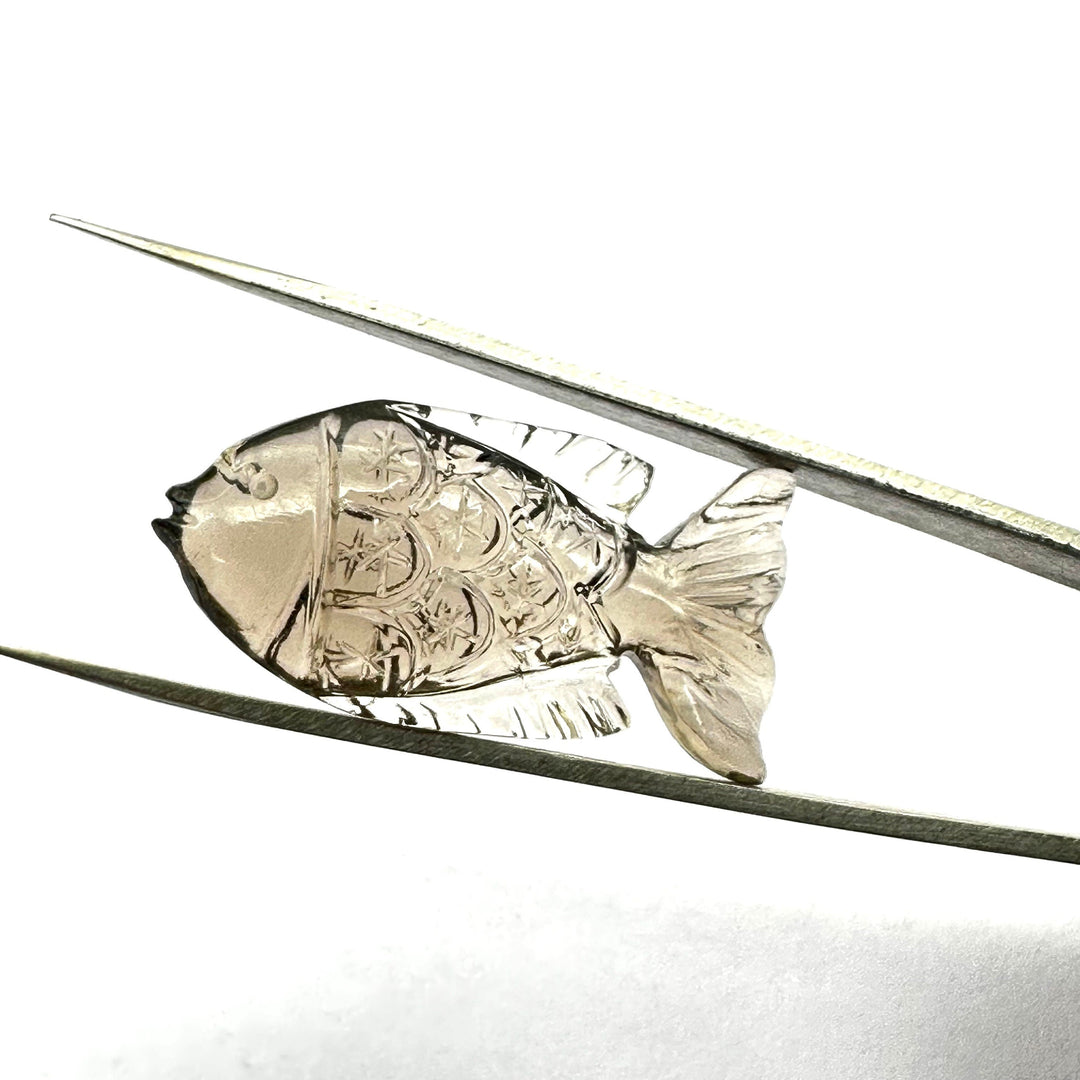 Natural Smoky Quartz Handmade Fish Carving ~ Fish Shape Carving Gemstone Briolette's ~ Jewelry Making Loose Gemstones ~ 1 Pieces 25X15mm