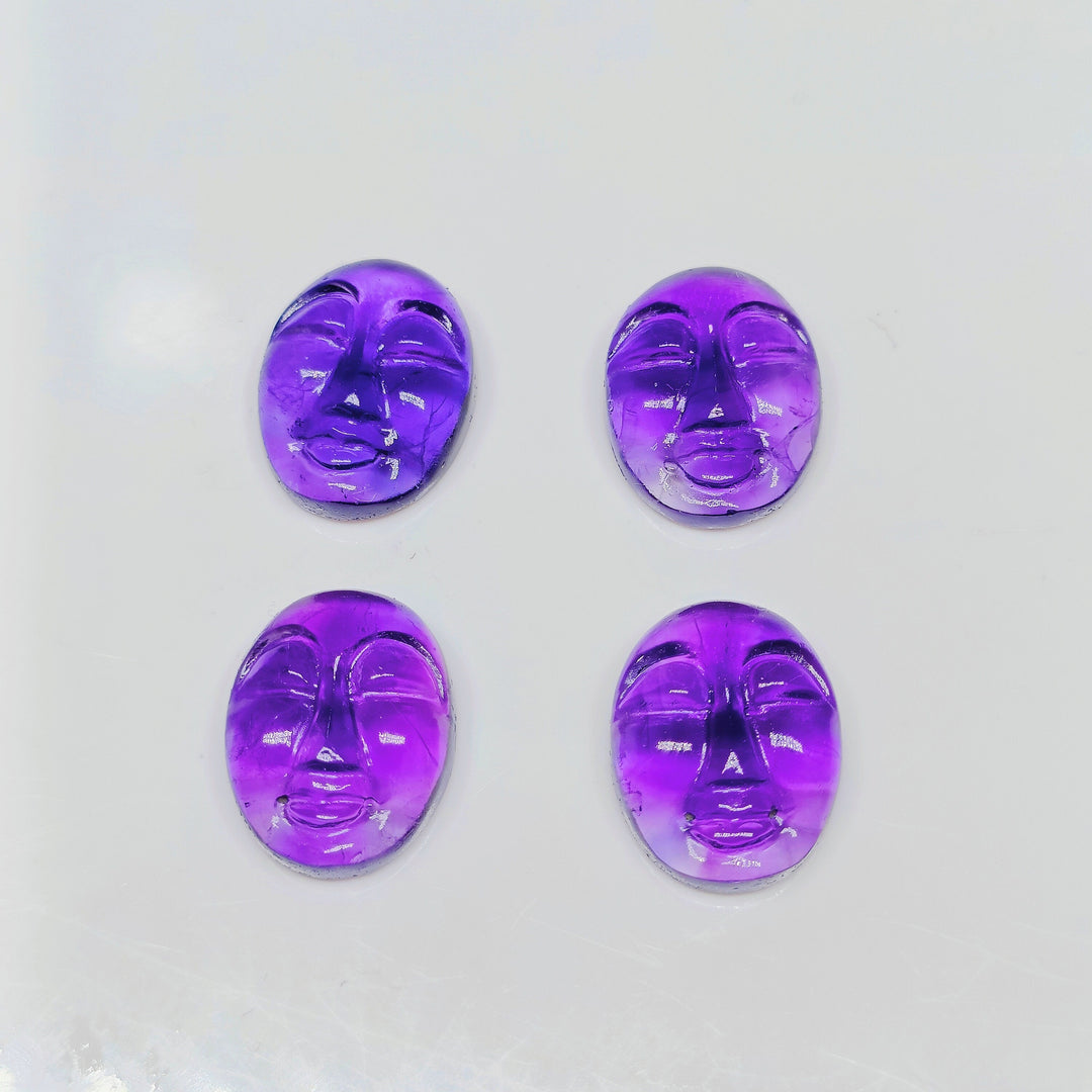 1,2,3,4,5 Pcs Natural Amethyst oval face Shape Carving, Hand carved face shape Gemstone, amethyst carved Gemstone jewelry Making,18X14 mm