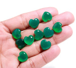 Load image into Gallery viewer, Natural Green Onyx Heart Shape Briolette's, Green Onyx Smooth Heart Shape Beads, AAA Hand Carved Charm for Jewelry Making 12 MM